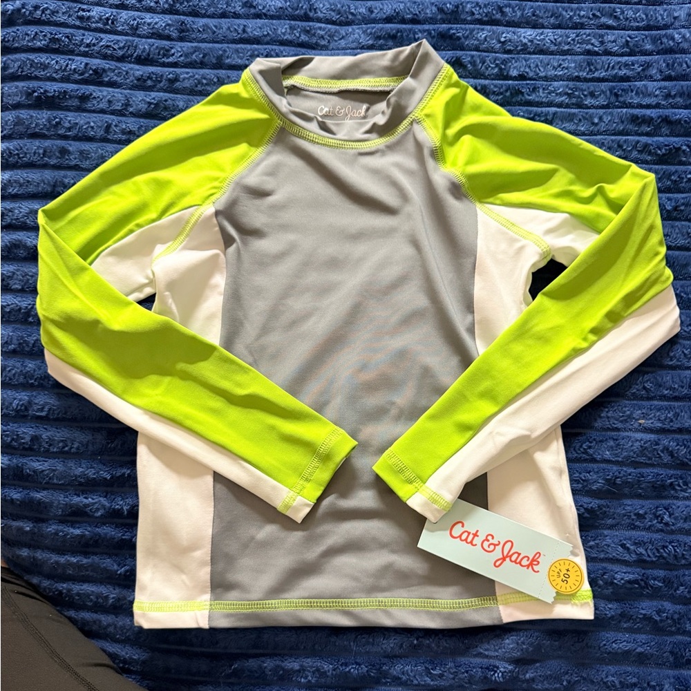 #12 Cat & Jack Kids Swim Rashguard - Lime and Gray
